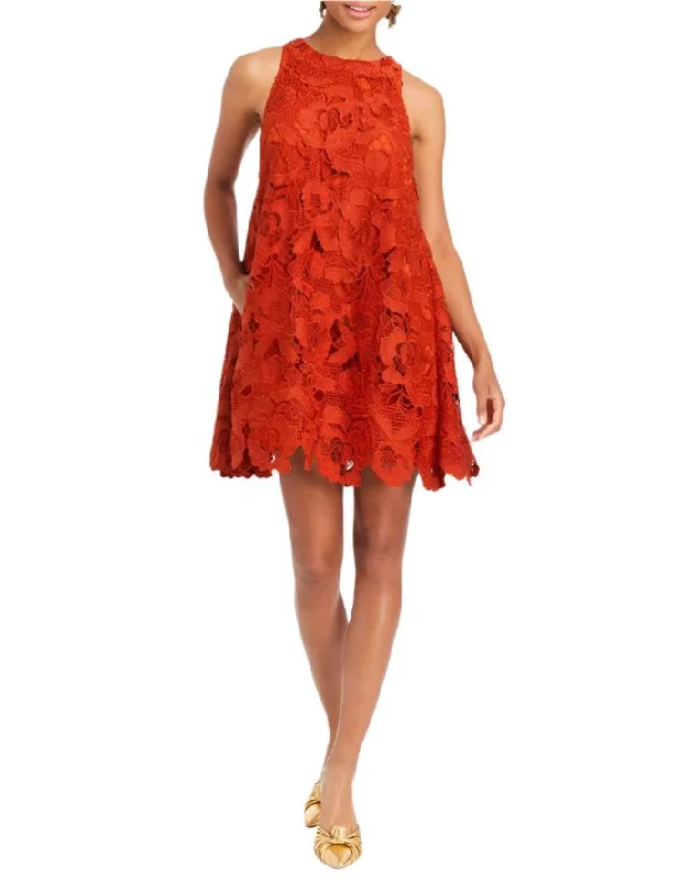 Luli Mini Dress in Red Lace Trendy Wraparound Mini Dress