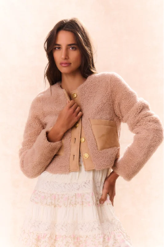 Lully Faux Shearling Jacket Striped Jacket Polka Dot Jacket Floral Jacket