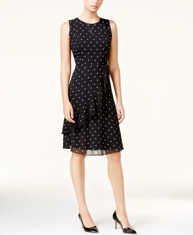 Maison Jules Polka-Dot Ruffled A-Line Dress