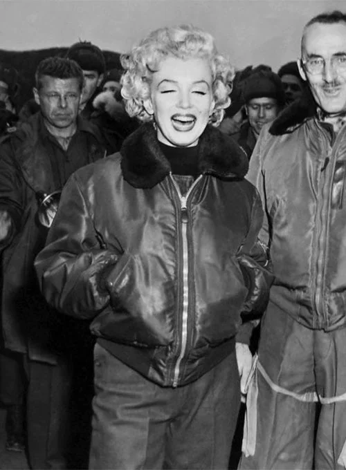 Marilyn Monroe Korea Tour Black Leather Jacket One-Shoulder Jacket Off-the-Shoulder Jacket Asymmetrical Jacket