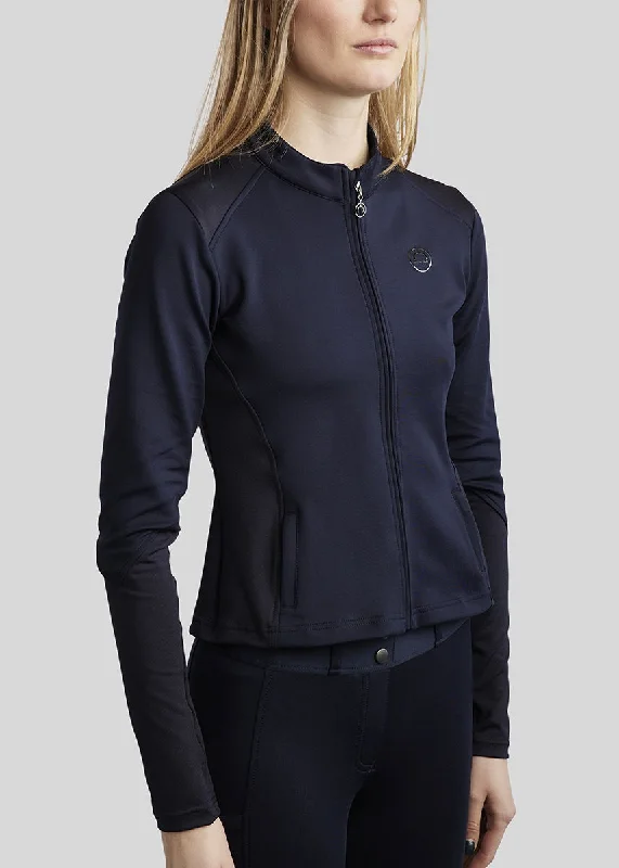 MoErina Brushed Jacket - Navy One-Shoulder Jacket Off-the-Shoulder Jacket Asymmetrical Jacket