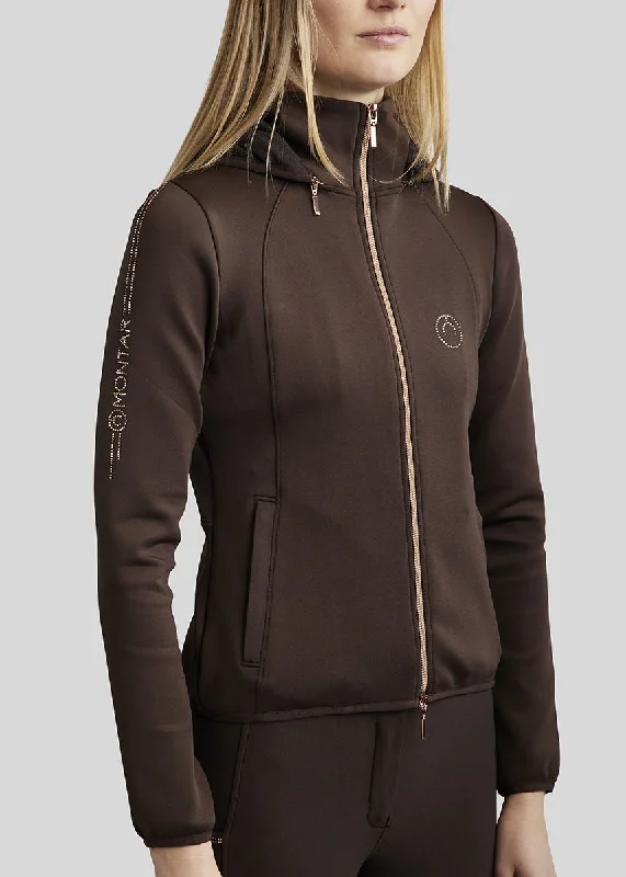 MoFlora Rosegold Crystals Jacket - Brown Satin Jacket Silk Jacket Chiffon Jacket