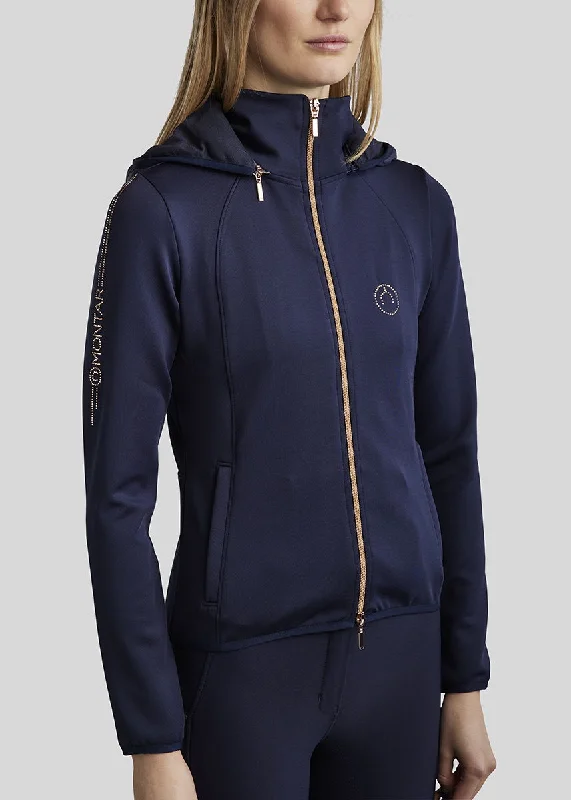 MoFlora Rosegold Crystals Jacket - Navy Wool Jacket Cashmere Jacket Tweed Jacket