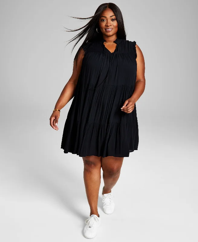 Trendy Plus Size Tiered Swing Dress