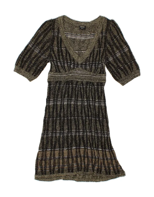OASIS Womens A-Line Dress UK 10 Small Grey Striped Viscose