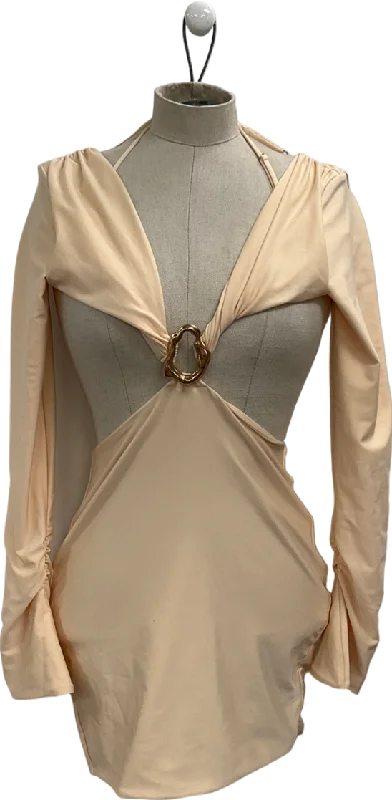 Oh Polly Pink Wyetta Cut-out Hardware Detail Mini Dress In Buttercream UK 8 Comfortable Shift Mini Dress