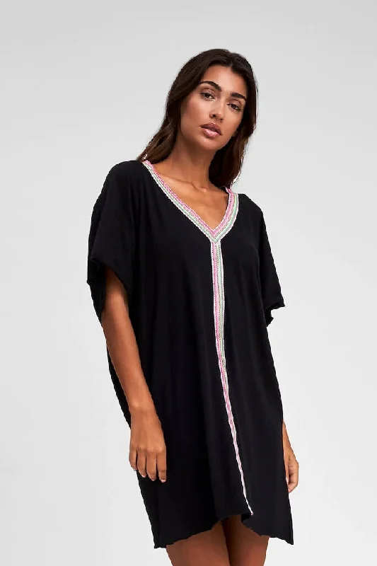 Pitusa Mini Dress - Mini Pima Abaya Black Comfortable Shift Mini Dress
