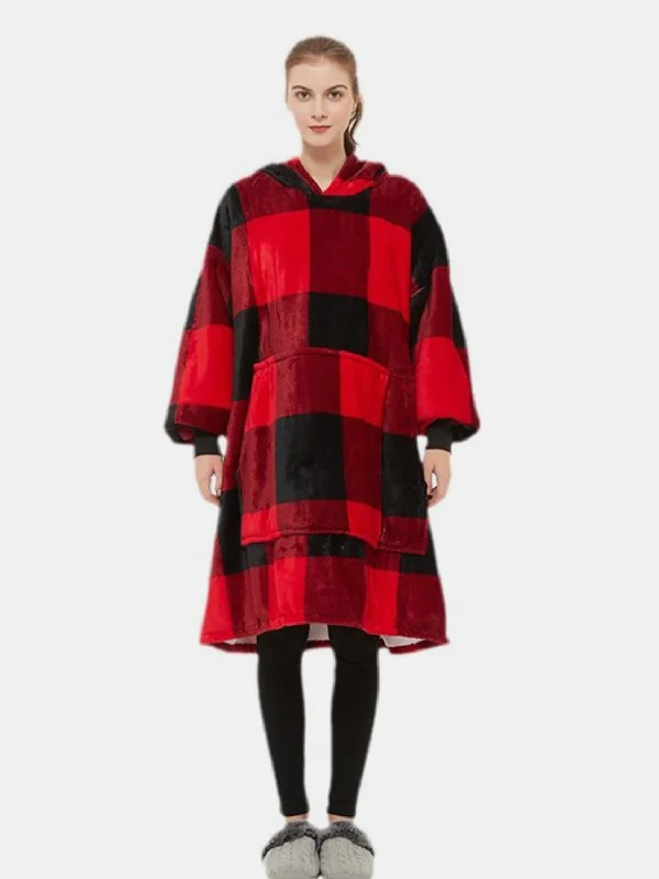 Pocketed Printed Hooded Lounge Dress