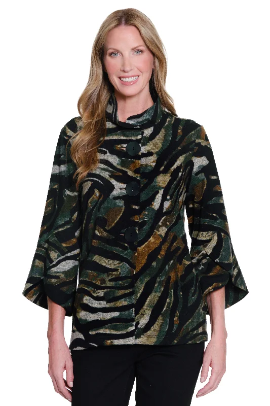 Print Bell Sleeve Jacket - Multi Corduroy Jacket Velvet Jacket Brocade Jacket