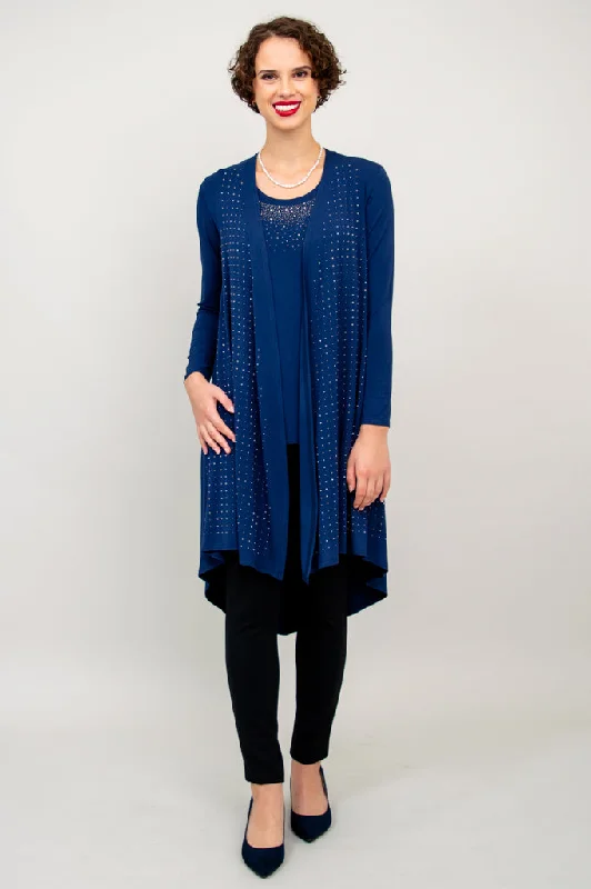 Priscilla Jacket, Indigo Diamond, Bamboo Satin Jacket Silk Jacket Chiffon Jacket