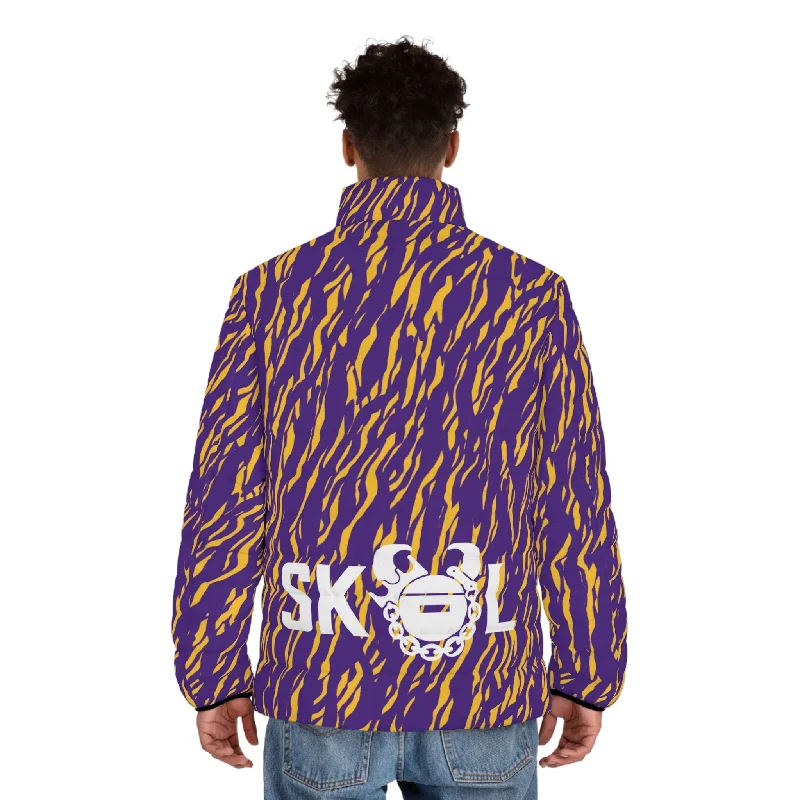 Puffer Jacket - Zebra Print Toggled Jacket Drawstring Jacket Belted Jacket