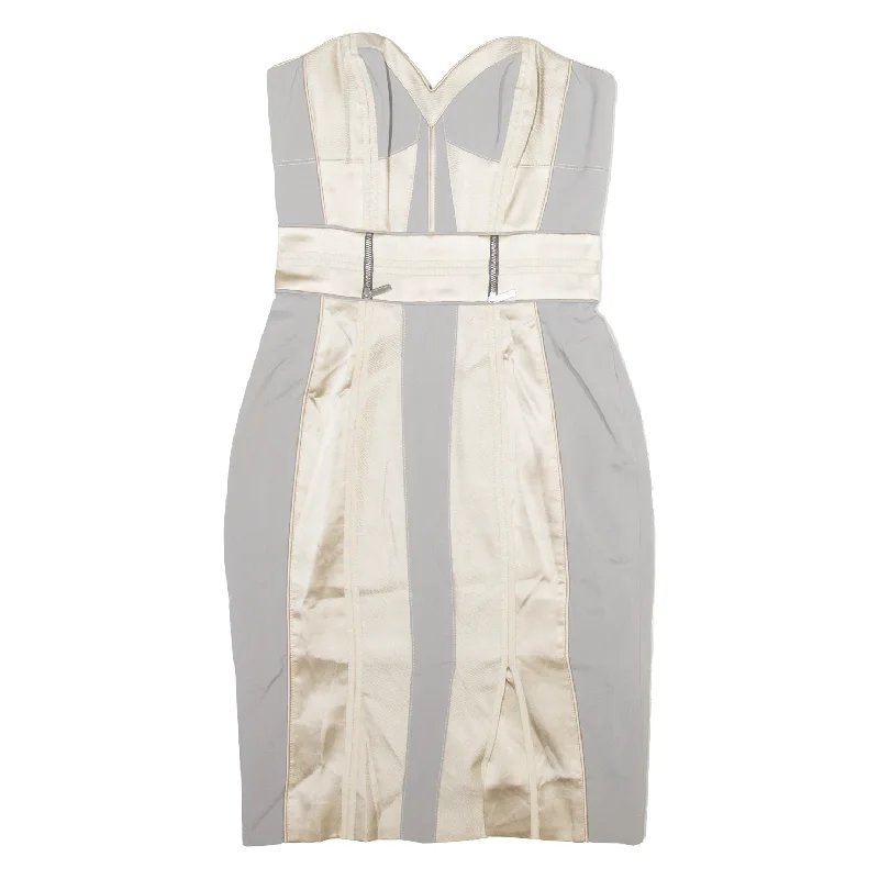 REISS Mini Dress Grey Sleeveless Short Womens UK 6 Comfortable One-Shoulder Mini Dress