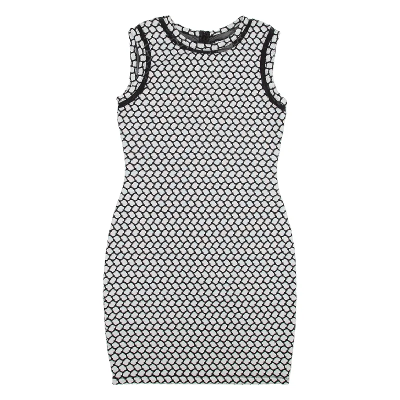 REISS Mini Dress White Spotted Sleeveless Short Womens UK 8 Elegant Tulle Mini Dress