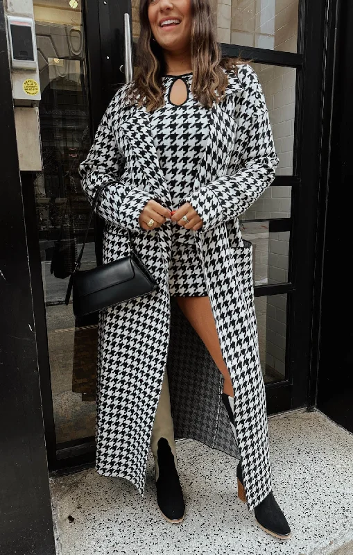 Shasta Sweater Jacket ~ Houndstooth Knit Fitted Jacket Loose Jacket Oversized Jacket