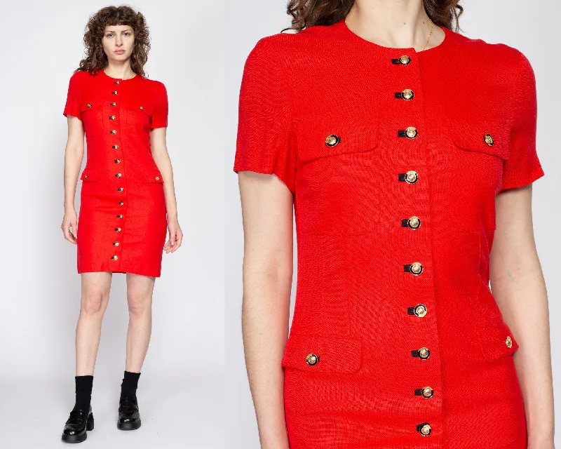 Small 90s Louis Feraud Red Mini Dress Comfortable Shift Mini Dress