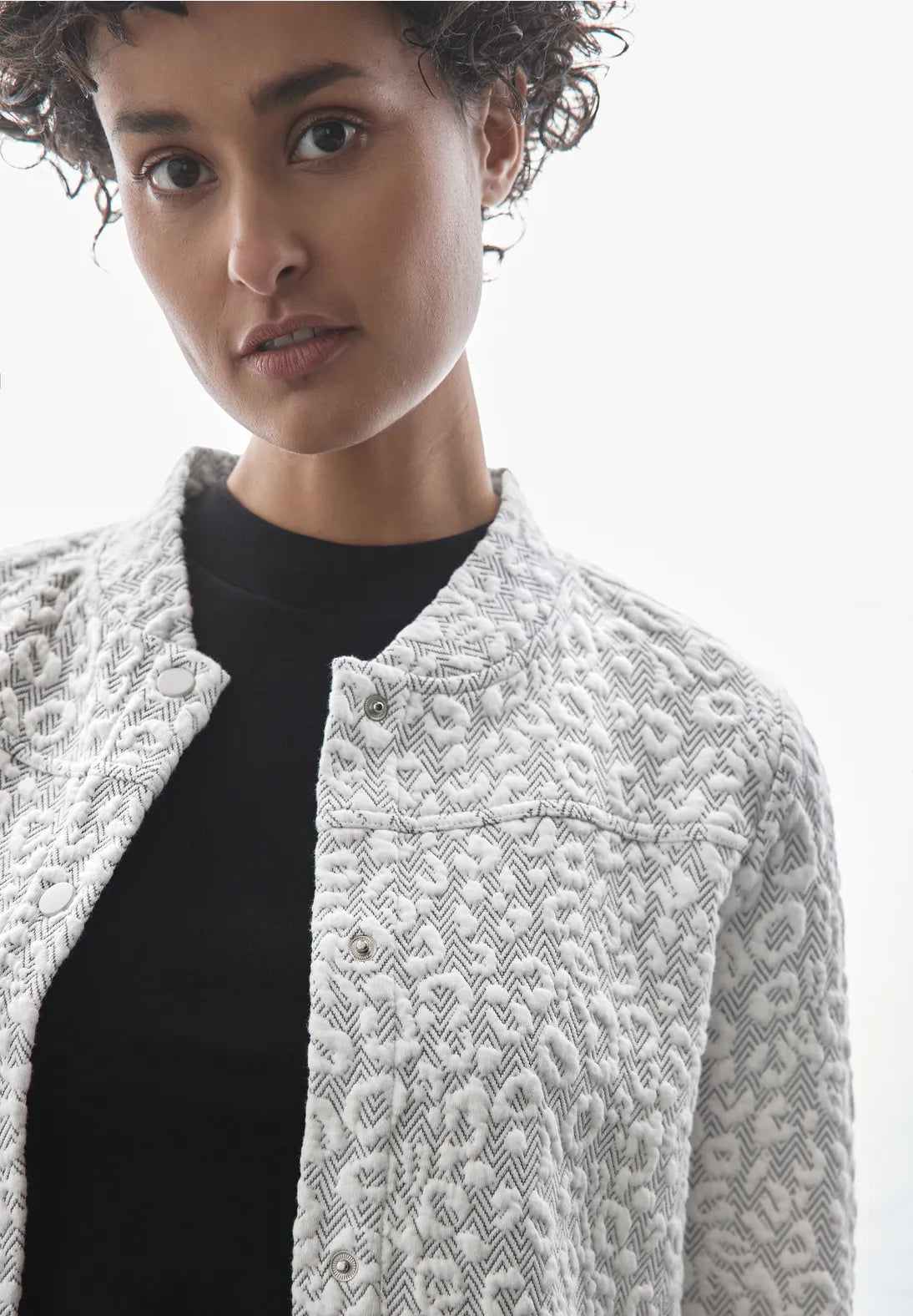 Street One Soft textured jacket with Leopard pattern . Grey Mesh Jacket Canvas Jacket Denim Jacket