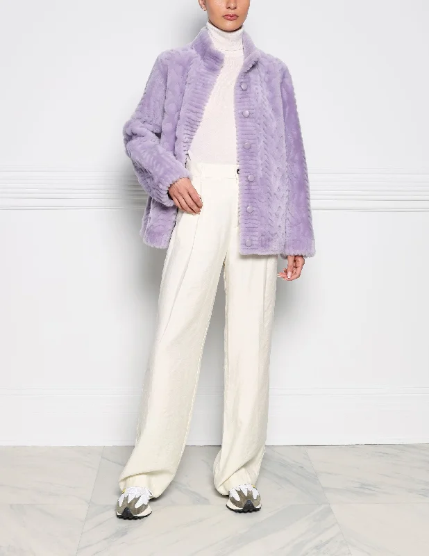 The Allie Shearling Grooved Jacket Satin Fabric Silk Fabric Chiffon Fabric