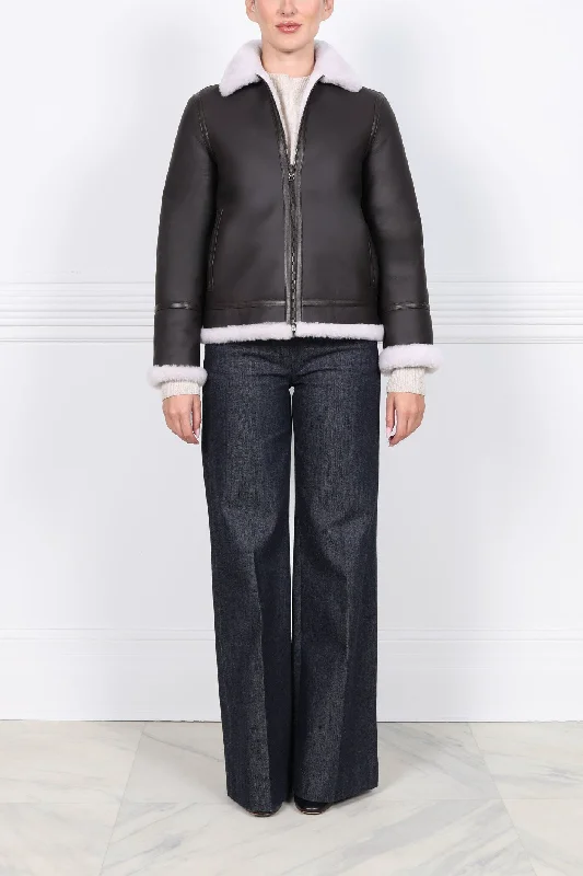 The Danah Shearling Jacket Welt Pockets Slit Pockets Flap Pockets