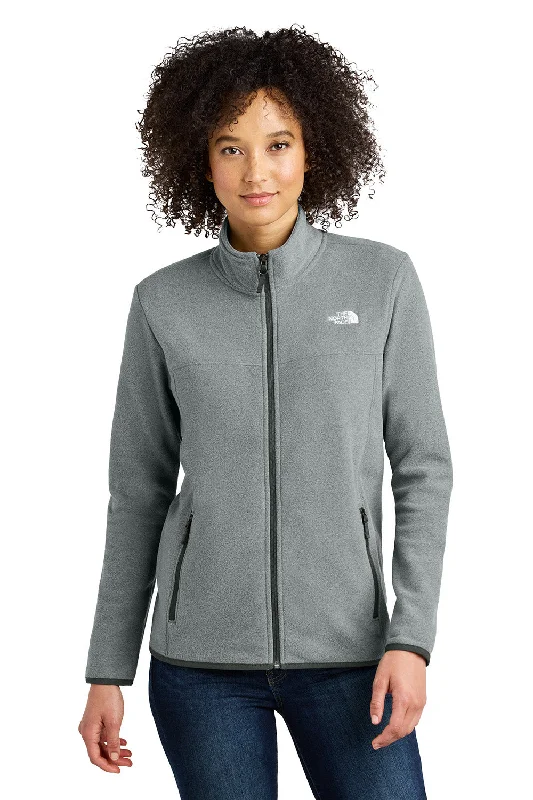 The North Face Womens Glacier Fleece Full Zip Jacket - Heather Medium Grey - New V-Neck Jacket Boat Neck Jacket Square Neck Jacket