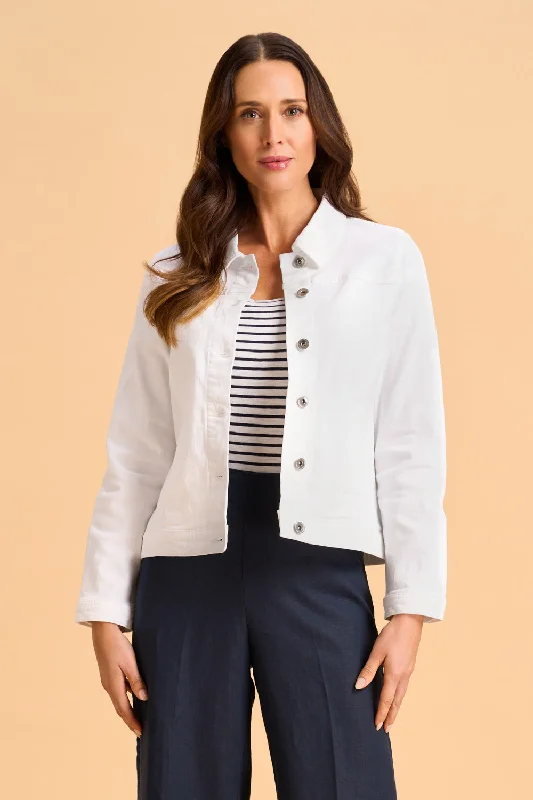 Timeless Denim Jacket - White Elasticated Jacket Padded Jacket Insulated Jacket