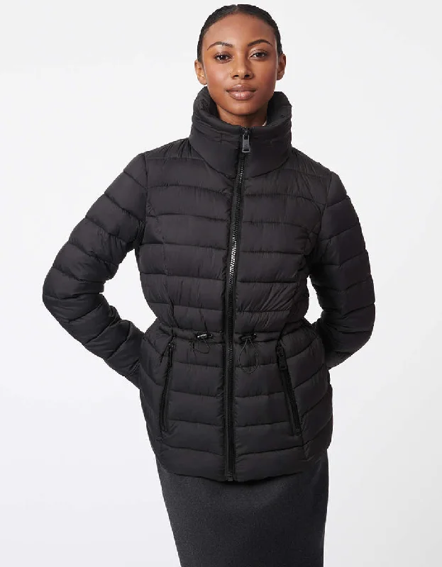 Tribeca Drawstring Puffer Jacket Welt Pockets Slit Pockets Flap Pockets