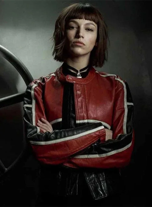 Ursula Corbero Money Heist Leather Jacket Knit Fabric Woven Fabric Fleece Fabric