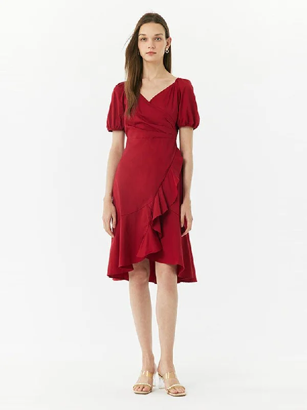 V-Neck Ruffle Dress