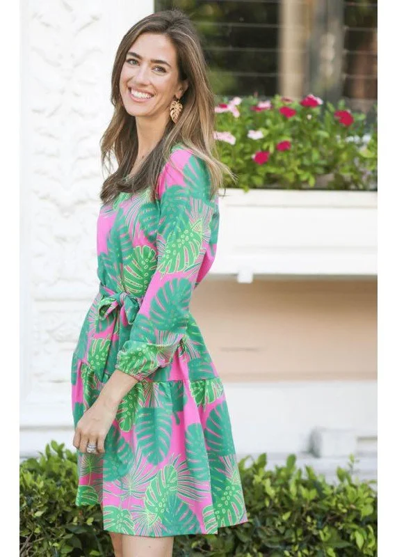 Valerie Dress - Resort Palms Pink/Green