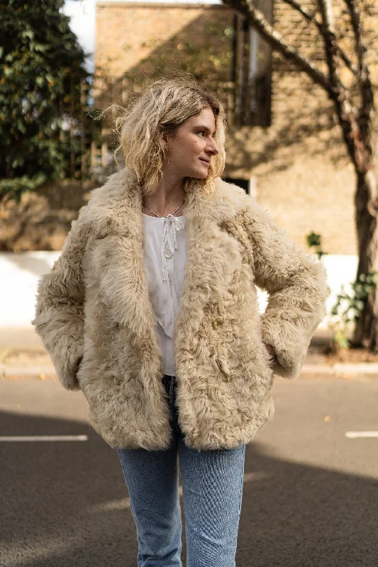 Vanilla Curly Short Shearling Jacket Embroidered Jacket Appliqued Jacket Beaded Jacket