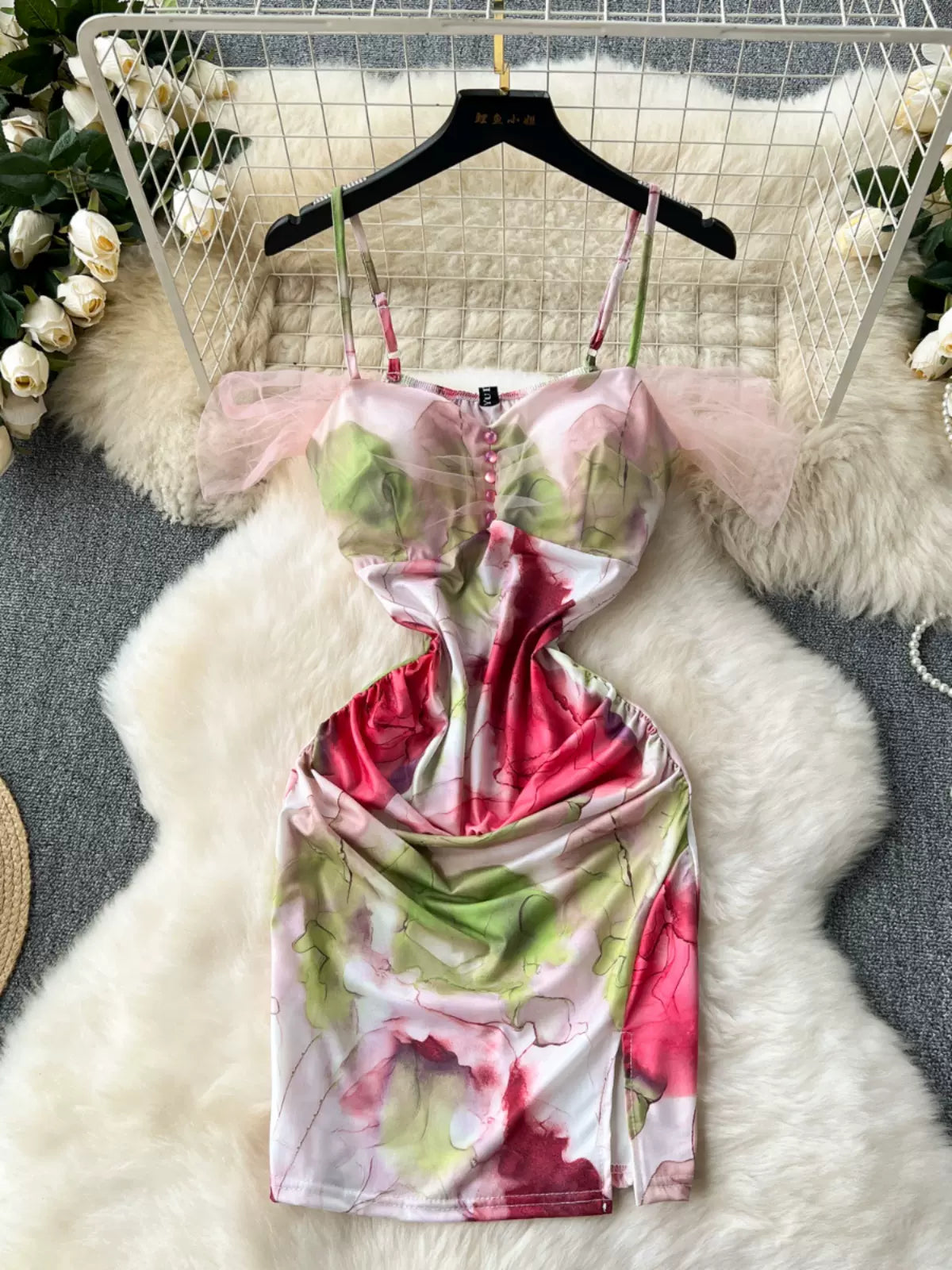 Vibrant Floral Print Mini Dress Stylish Floral Print Mini Dress