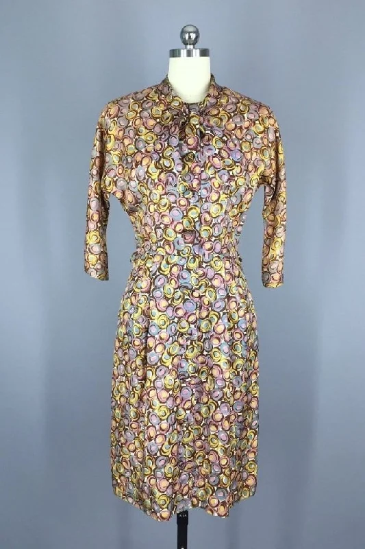 Vintage Abstract Print Day Dress