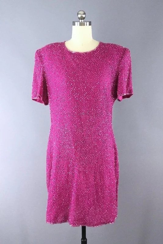 Vintage Hot Pink Beaded Dress