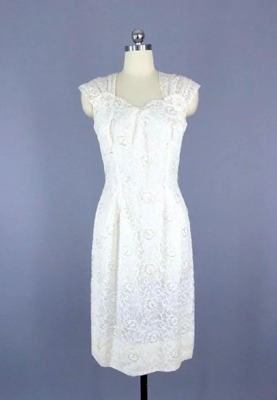 Vintage White Lace Cocktail Dress