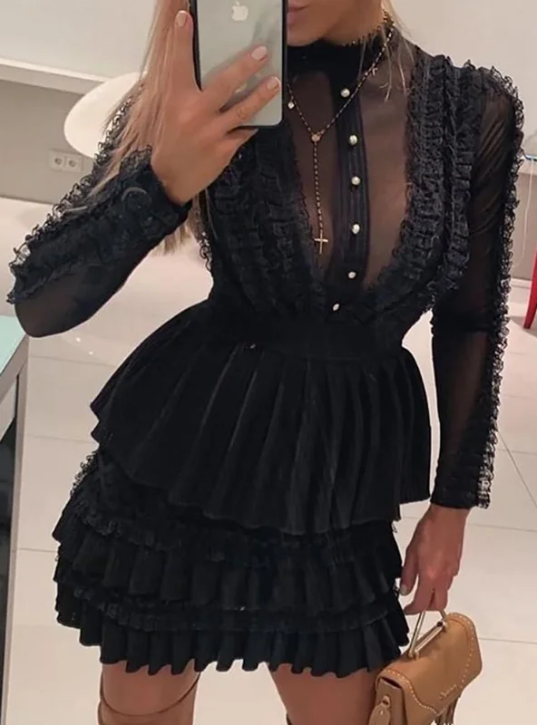 Women Long Sleeve Casual Mini Dresses Classic White Mini Dress