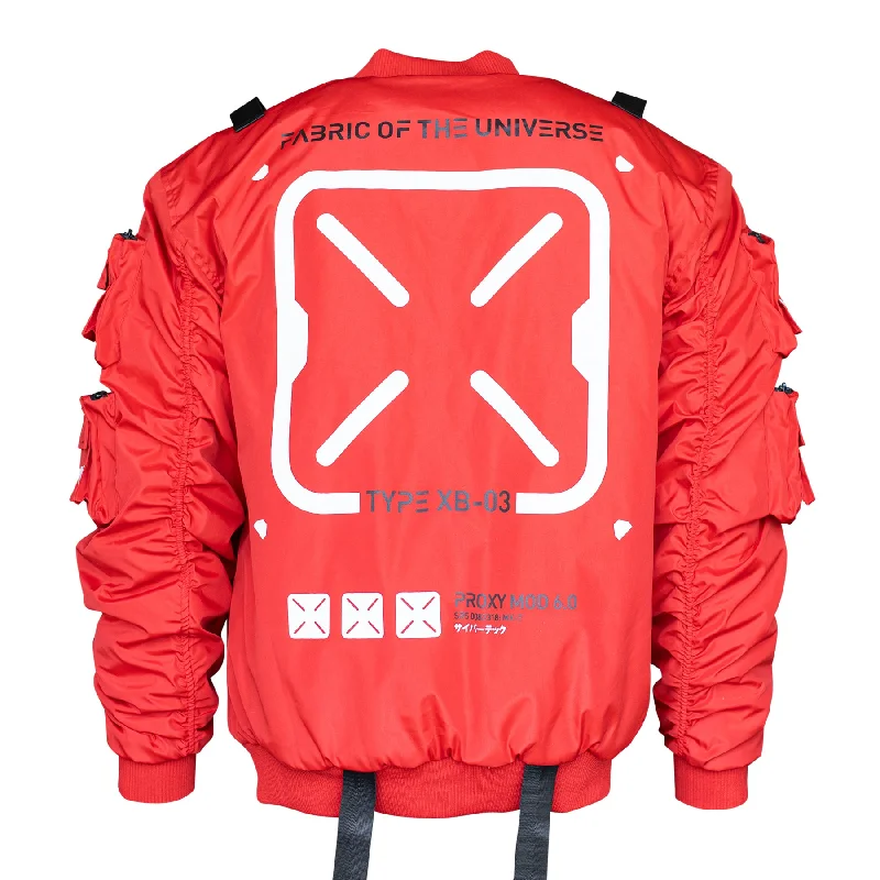 XB-03 Red Bomber Jacket Satin Fabric Silk Fabric Chiffon Fabric