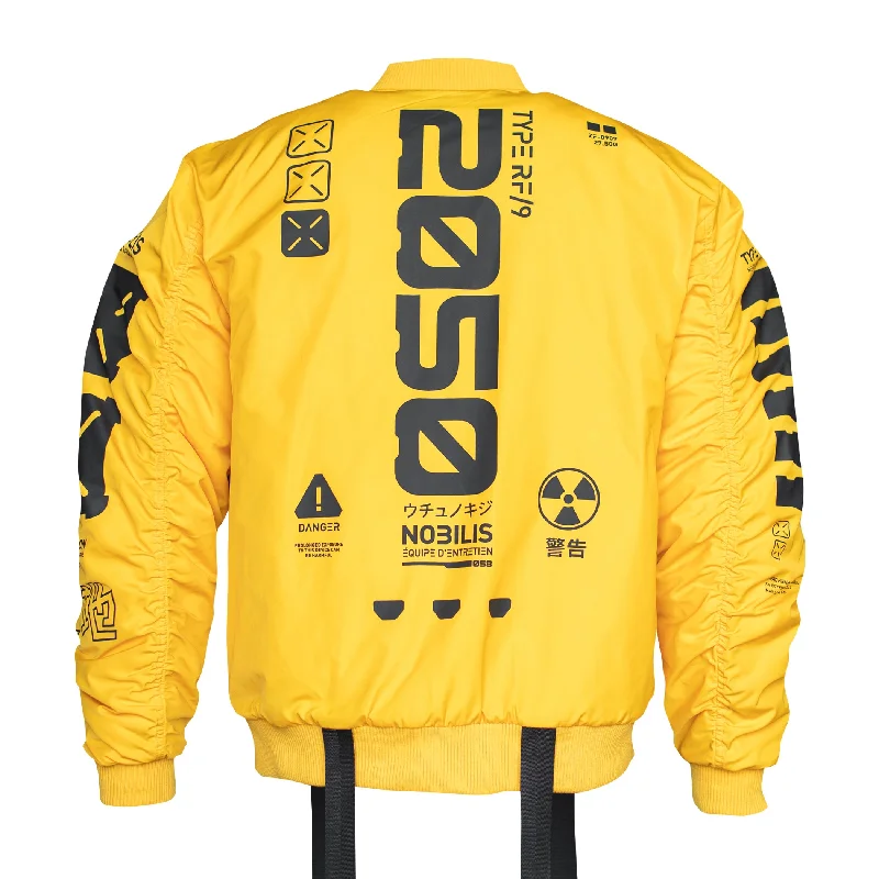 Y-2050 Gold Bomber Jacket Elasticated Jacket Padded Jacket Insulated Jacket