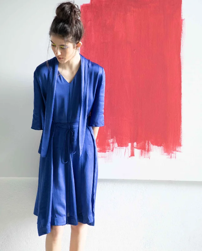 Rareism Women Yeme Blue V Neck With Tie Up Flared Sleeves Mini Dress Classic Floral Mini Dress
