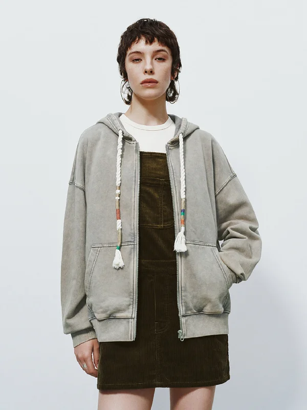 Zip Up Front Hoodie Jackets Snapped Jacket Toggled Jacket Drawstring Jacket