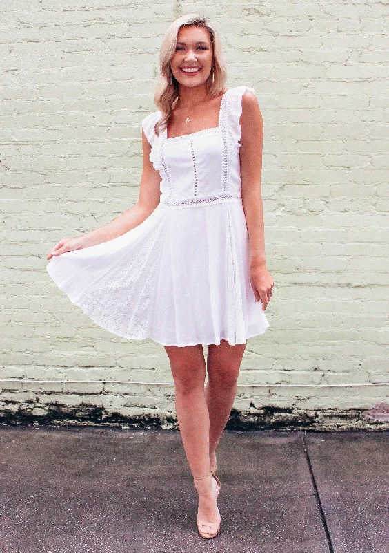 Remi Ruffle Tank White Mini Dress Cozy Cotton Mini Dress