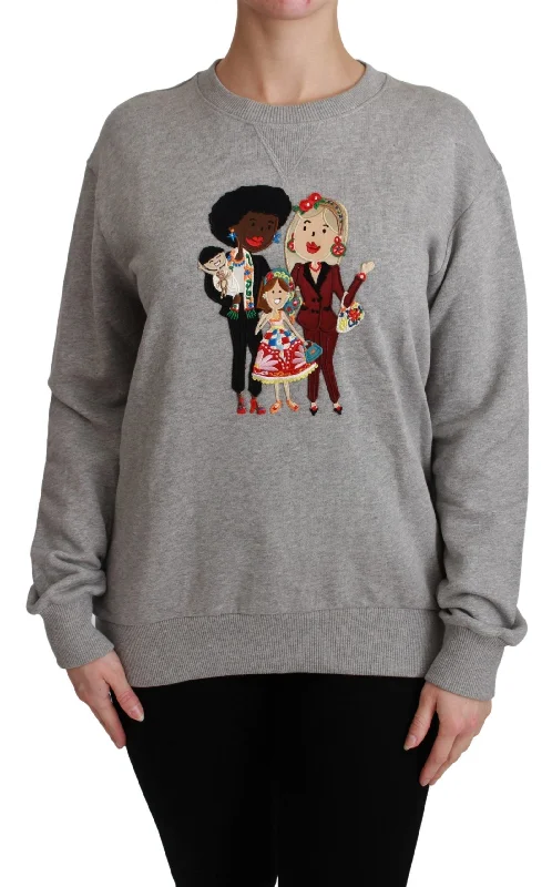 Dolce & Gabbana Elegant Multicolor Embroidered Crew-neck Sweater High Neck Crew Neck V-Neck
