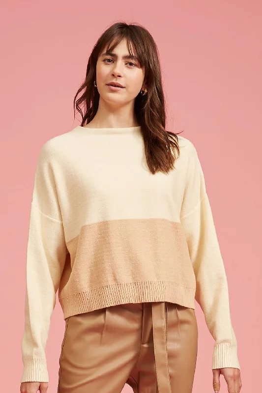 Frances Color Block Sweater Transparent Opaque Sheer