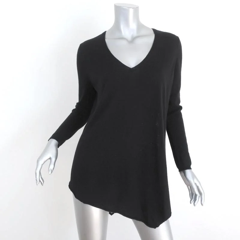 Joie Lace-Back Sweater Tambrel B Black Size Small V-Neck Asymmetric Pullover Mesh Blend Leather Blend Suede Blend