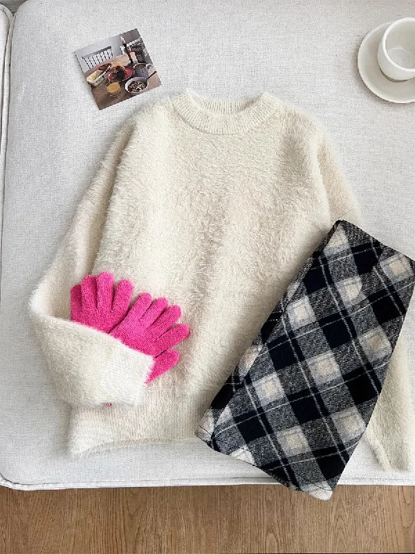 solid color soft long-sleeved sweater top     S4685 Mesh Fabric Canvas Fabric Denim Fabric