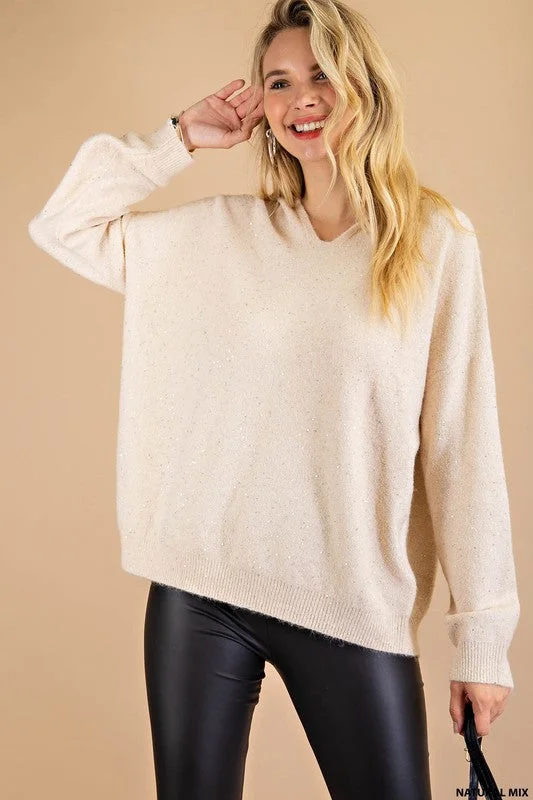 Sweet Truths Luxe Thread Hooded Sweater (Natural Mix) Stylish Fashionable Trendy