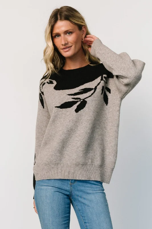 Teresa Sweater | Gray + Black Sequined Glittery Shiny