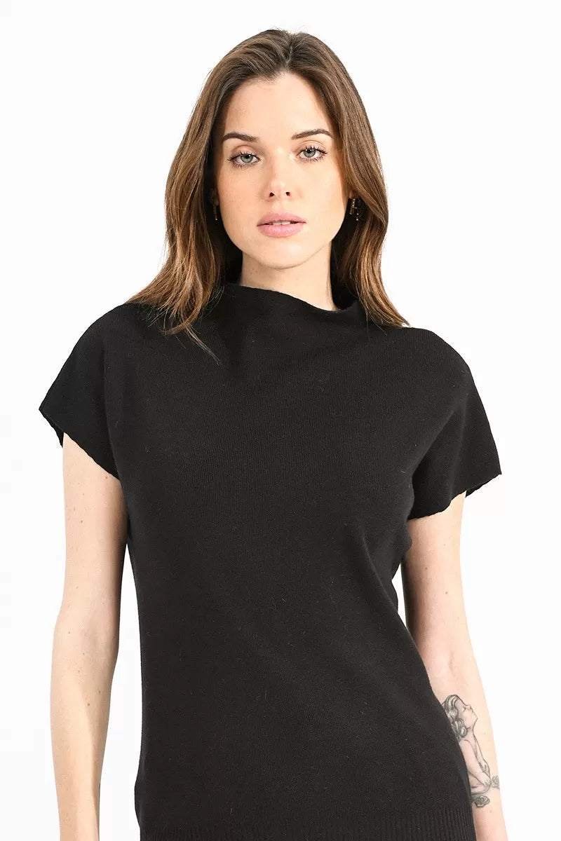 The Stand Collar Sleeveless Jumper - Black Anti-Pilling Anti-Shrink Durable