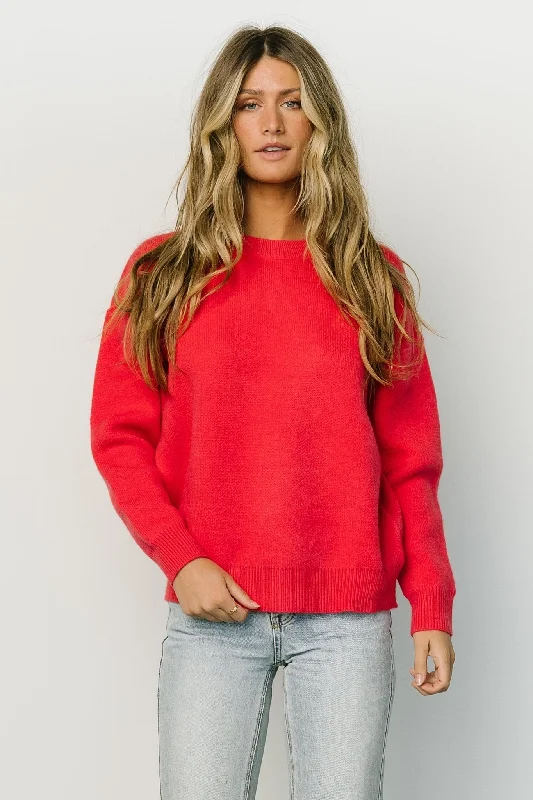 Tyson Knit Sweater | Cherry Red Seamless Knitted Crochet
