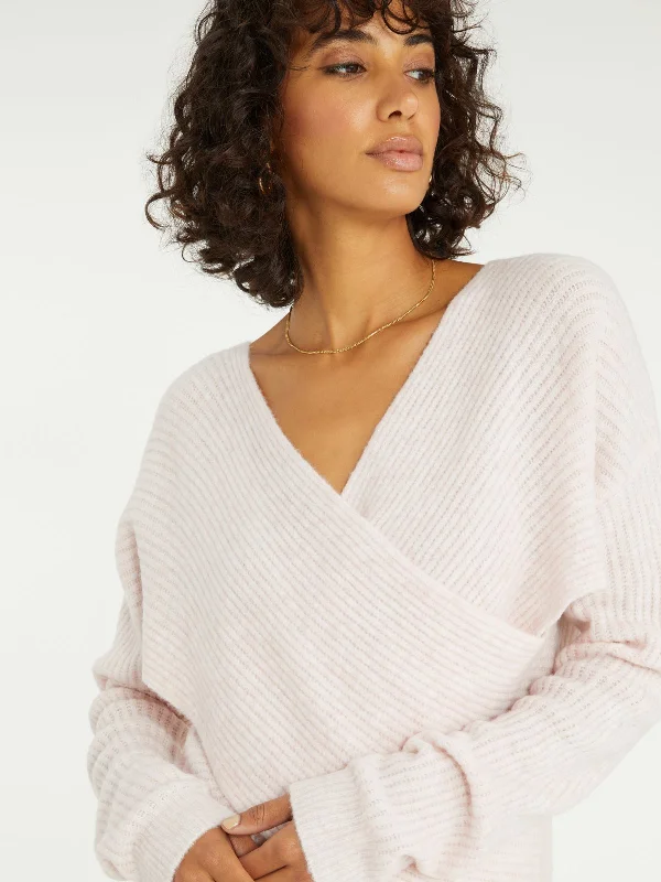 Wrap Sweater Glossy Satin Silk