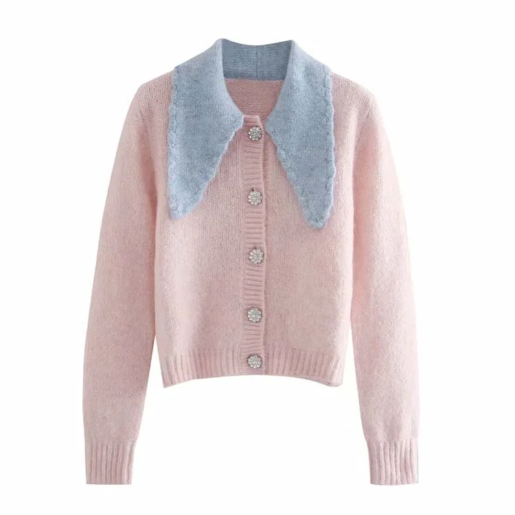 Xiaoxiangfeng sweater short coat female doll collar top  7171 Fleece Sweater Nylon Polyester