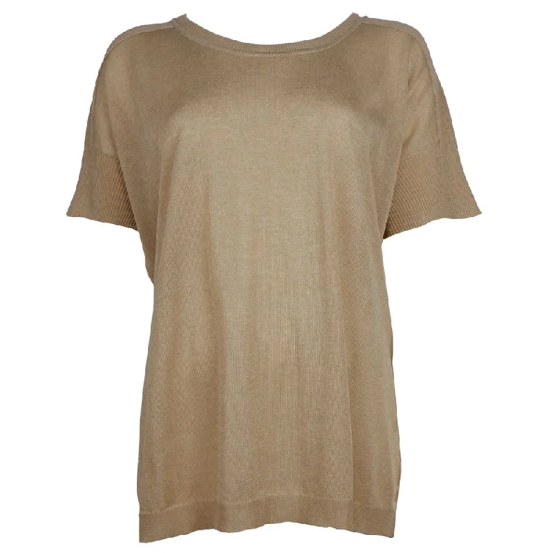Alpha Studio Beige Viscose Sweater Transparent Opaque Sheer